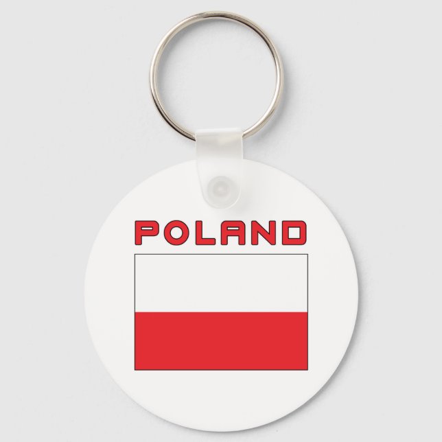 Polska Flagga med Polen Nyckelring (Framsida)