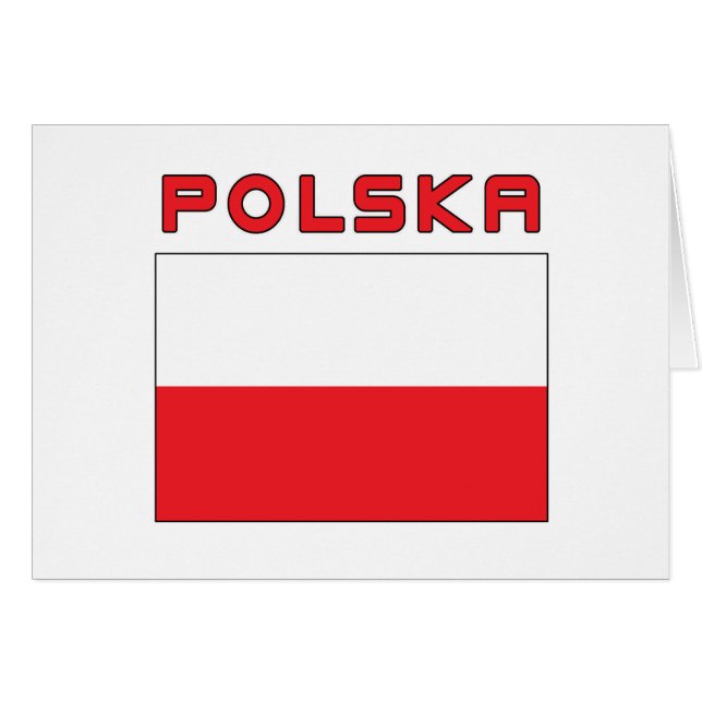 Polska Flagga med Polska Hälsningskort (Framsidan Horizontal)