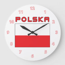 Polska Flagga med Polska Wall Clock
