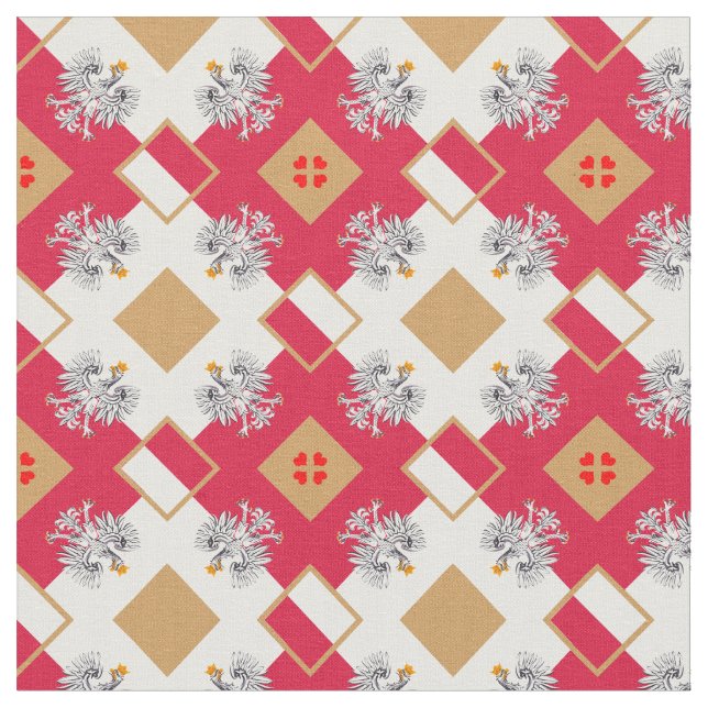 Polska Flagga & Polen Eagle, Trendig Fabric mode Tyg (Närbild)