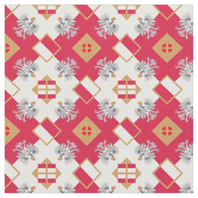 Polska Flagga & Polen Eagle, Trendiget Fabric mode Tyg (Närbild)