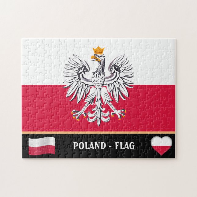Polska Flagga & Polen - land, helgdag /sport Pussel (Horisontell)