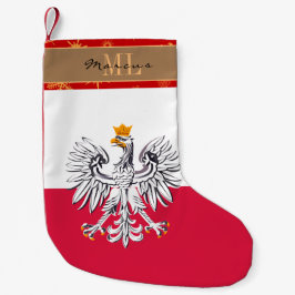Polska Flagga, Polen, monogram, snöflingor Liten Julstrumpa