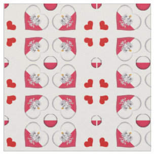 Polska Flagga & Polens Heart mode Fabric Tyg