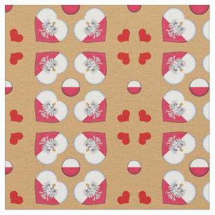 Polska Flagga & Polens Heart mode Fabric Tyg