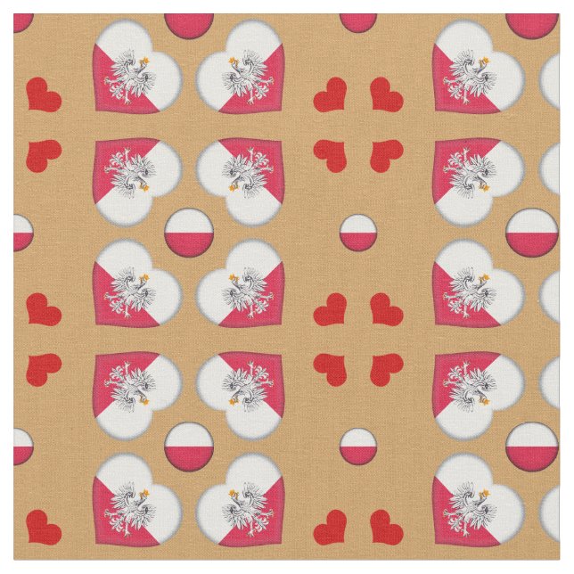 Polska Flagga & Polens Heart mode Fabric Tyg (Närbild)