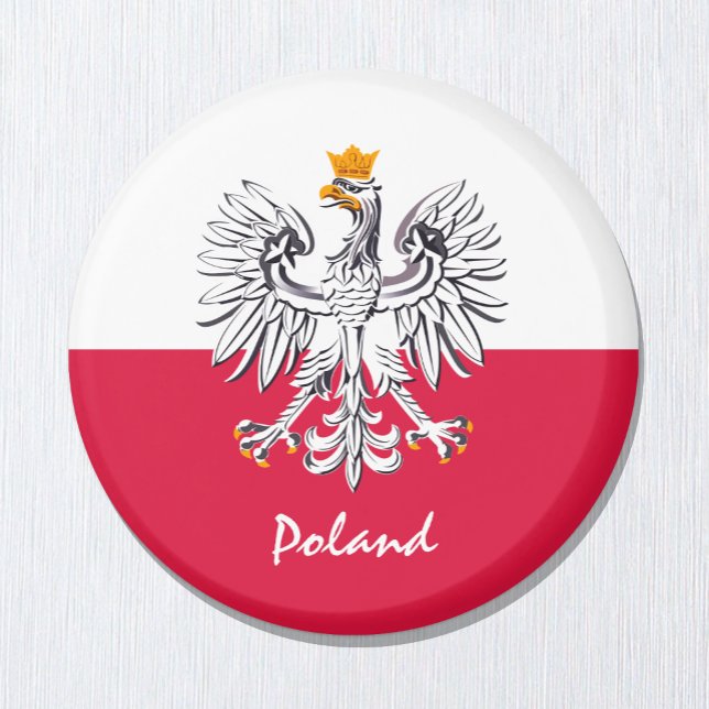 Polska flagga & Polska helgdag, resor/sport Magnet (Skapare uppladdad)