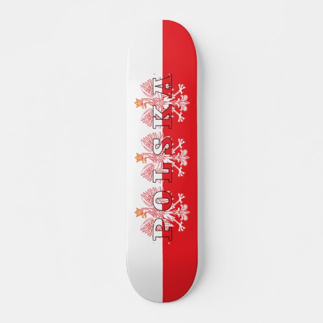 Polska Flagga Red Eagles Mini Skateboard Bräda 18,5 Cm (Framsida)
