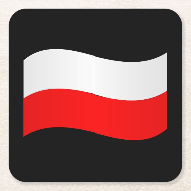 Polska Flagga Underlägg Papper Kvadrat (Framsidan)