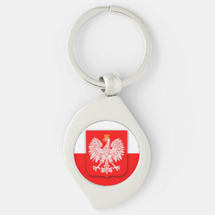 Polska Flagga Vm 2022 Fotbollssoccer Polska Swirl Silverfärgad Nyckelring