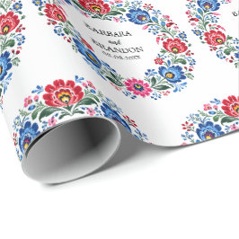 Polska Floral Traditionell Vintage Folkdräkt Presentpapper