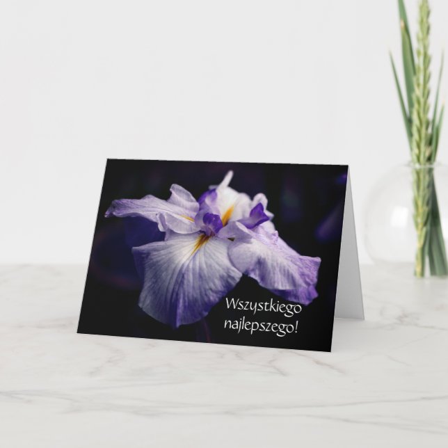 Polska födelsedagen Sto Lat Iris Flower Kort (Framsida)