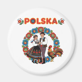 Polska Folk Couple Łowicz Konst Magnet