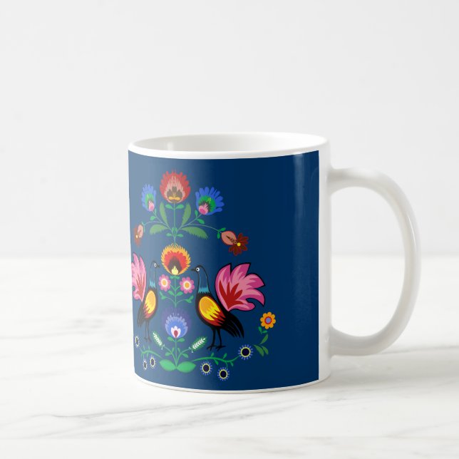 Polska Folk med dekorativa blommigt & ungtuppar Kaffemugg (Höger)
