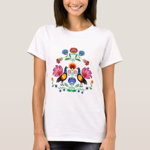 Polska Folk med dekorativa Foral & ungtuppar, T-shirt