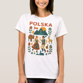Polska Folk Mountain Flat Konst T Shirt