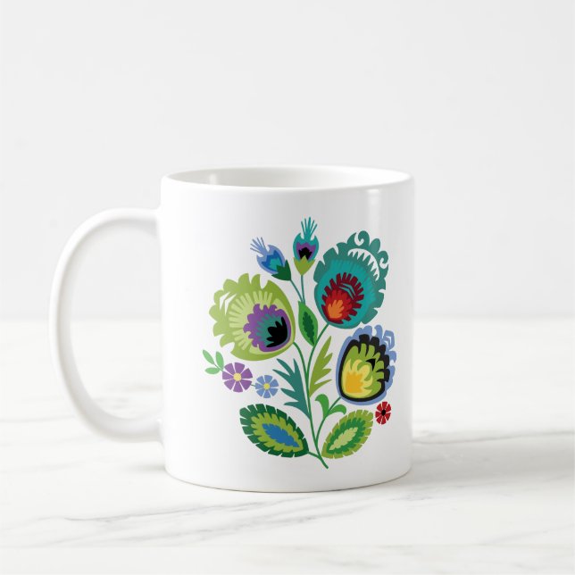 Polska folkblommor Grönt Kaffemugg (Vänster)
