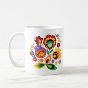 Polska folkblommor Orange Kaffemugg