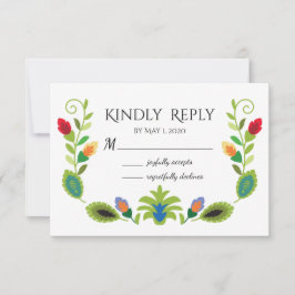 Polska folkblommor röda RSVP-kort OSA Kort