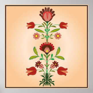 Polska folkbrodery Flowers Mönster, Poster
