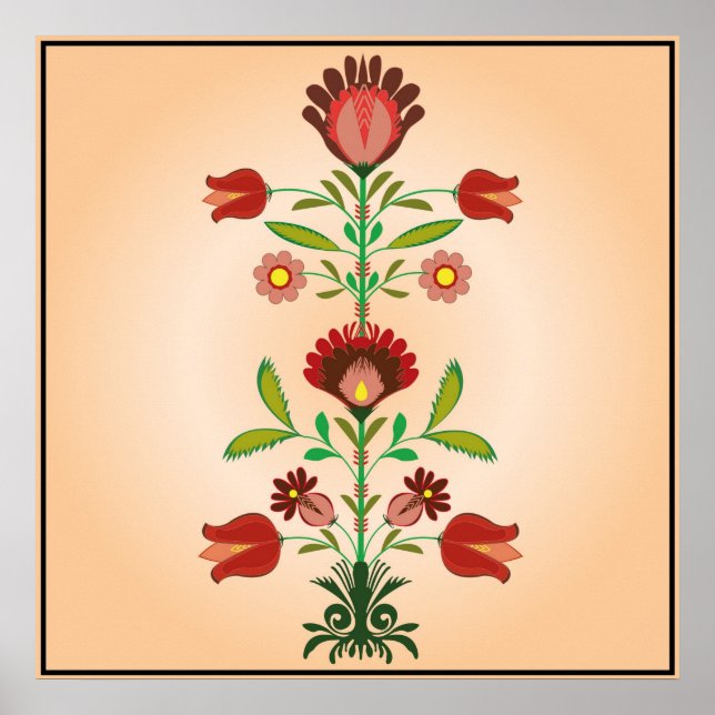 Polska folkbrodery Flowers Mönster, Poster (Framsidan)