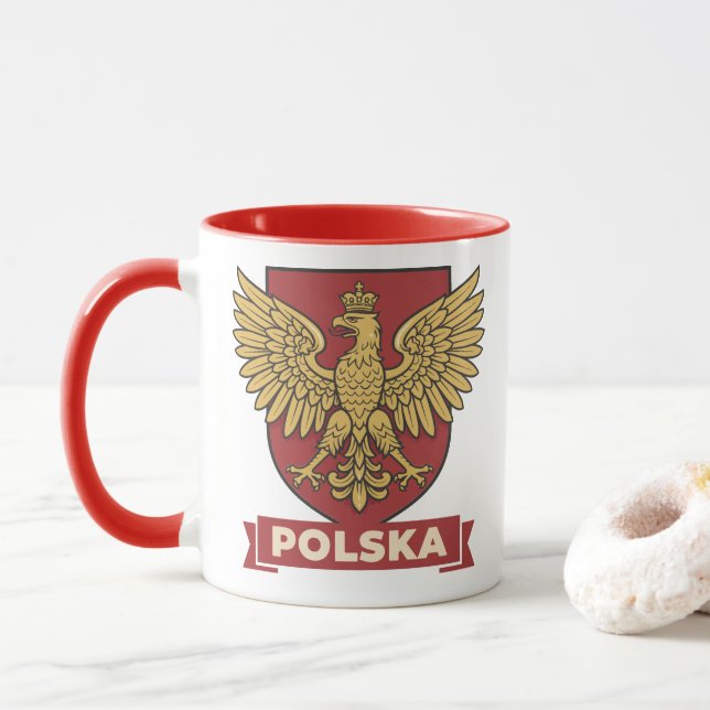 Polska Golden Eagle Heraldic Mugg (Med munk)