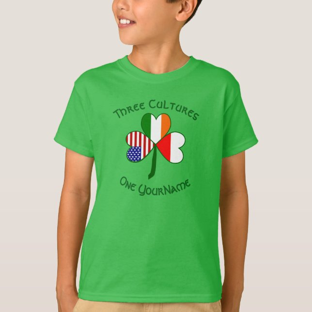 Polska Irish American Flaggor Shamrock Personlig T Shirt (Framsida)