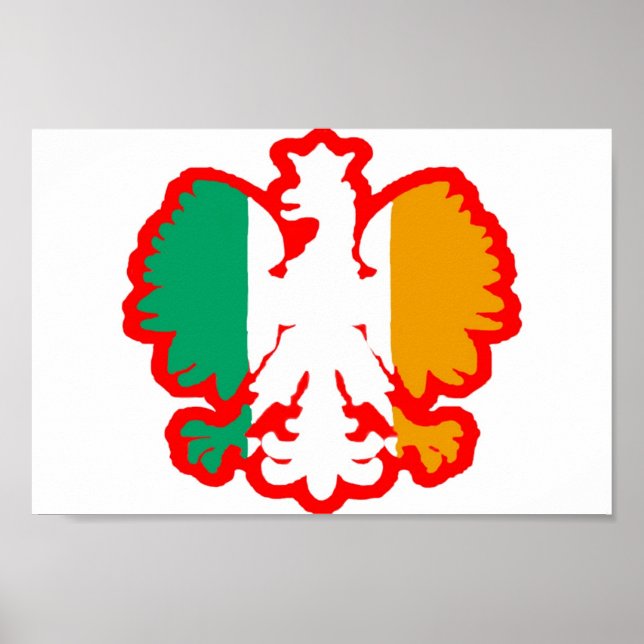 POLSKA/IRLÄNDSKA FLAGGA POSTER (Framsidan)