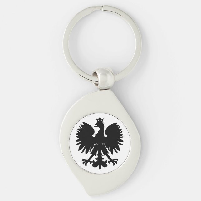 Polska Jacka av Arm Eagle Swirl Silverfärgad Nyckelring (Framsidan)