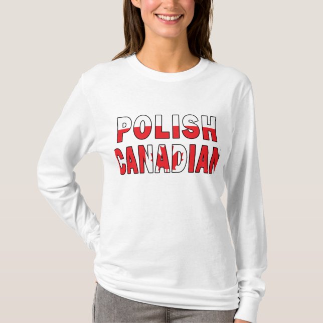 Polska kanadensiska Flagga T Shirt (Framsida)