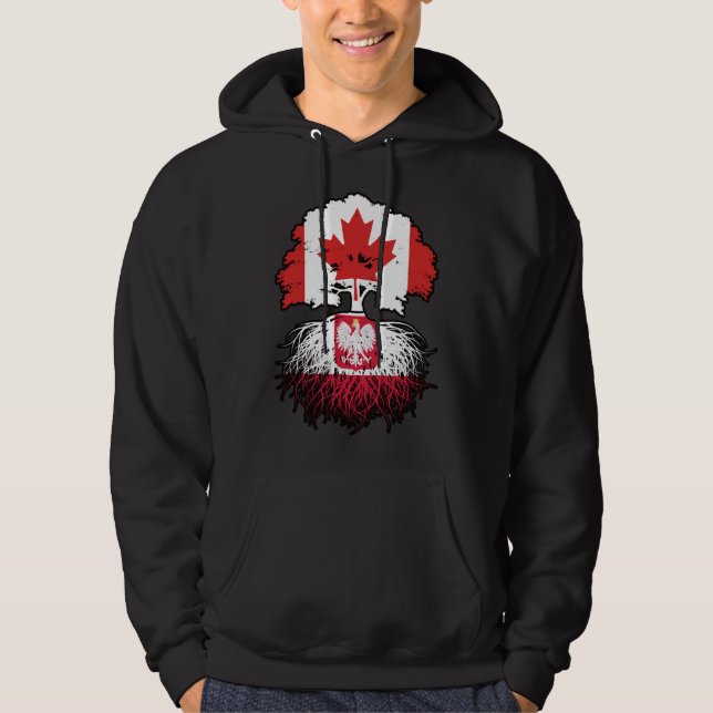 Polska kanadensiska kanadensiska Träd Roots Flagga Hoodie (Framsida)