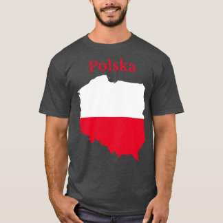 Polska Karta Flagga Design T Shirt