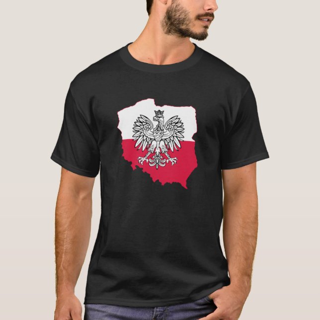 Polska Karta Flagga T-shirt (Framsida)