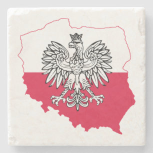 Polska Karta Flagga Underlägg Sten