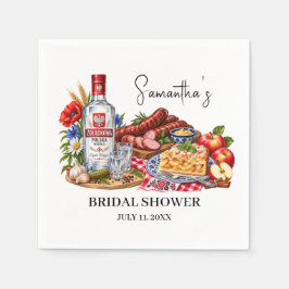 Polska korv Äppelkaka Vodka Bröllopsdusch Pappersservett