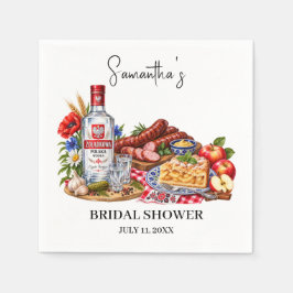 Polska korv Äppelkaka Vodka Bröllopsdusch Pappersservett