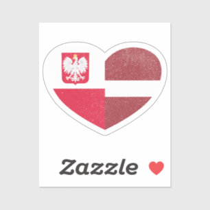 Polska Lettland Latinska Heart Kärlek Flagga Klistermärken