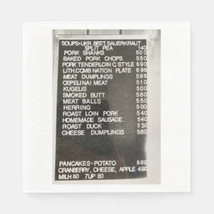 Polska litauiska Food Menu Cepelinai Kött Napkins Pappersservett
