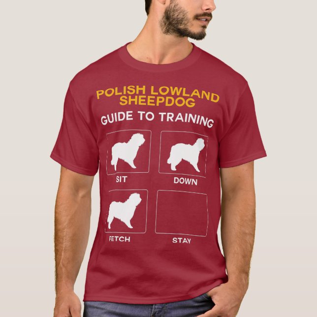 Polska Lowland Sheepdog Guide of Training Hund T Shirt (Framsida)