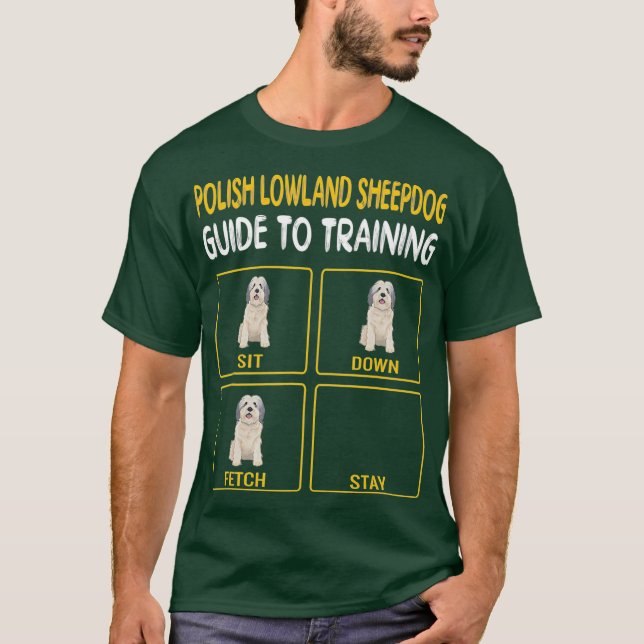 Polska Lowland Sheepdog Guide of Training Hund T Shirt (Framsida)