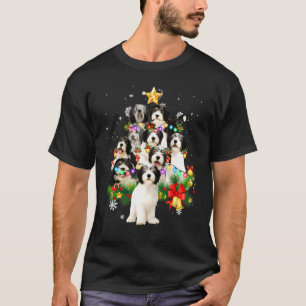 Polska Lowland Sheepdog-julen Hund Träd Ljus T Shirt