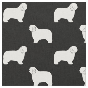 Polska Lowland Sheepdog Silhouettes Hundar Pattern Tyg