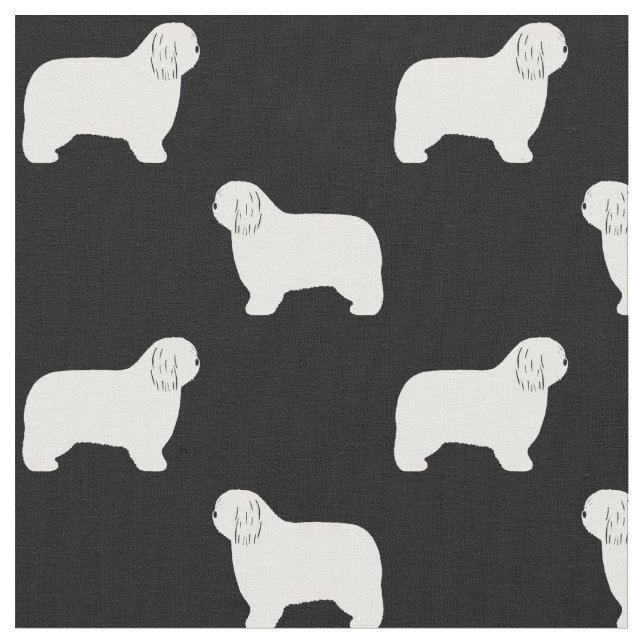 Polska Lowland Sheepdog Silhouettes Hundar Pattern Tyg (Närbild)