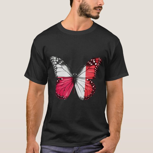 Polska maltesiska Flagga Butterfly T Shirt (Framsida)