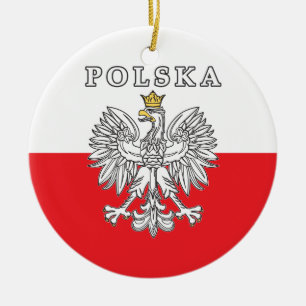 Polska med den polska örnen julgransprydnad keramik