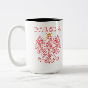 Polska med den röda polska örnmuggen Två-Tonad mugg