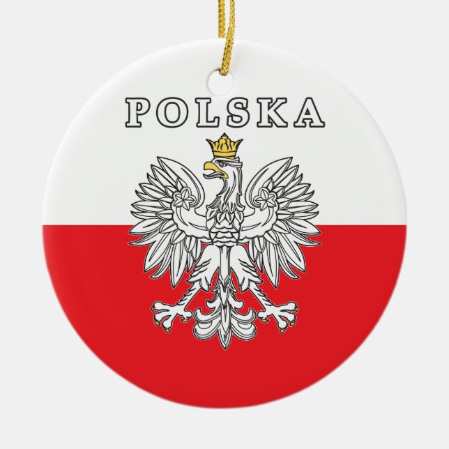 Polska med polsk öre julgransprydnad keramik (Framsidan)