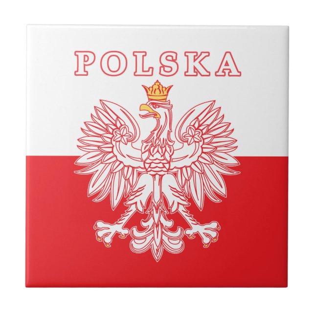 Polska med rött polskt öre kakelplatta (Framsidan)
