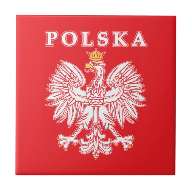 Polska med rött polskt öre kakelplatta (Framsidan)