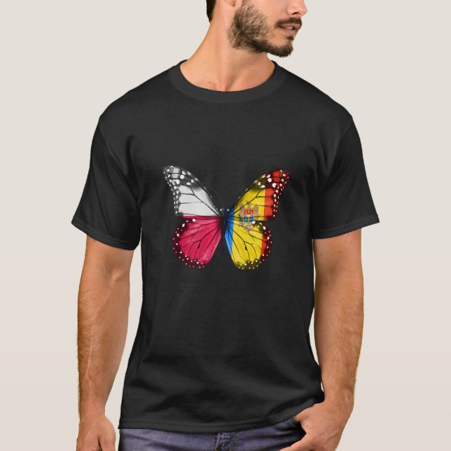 Polska moldaviska Flagga Butterfly T Shirt (Framsida)